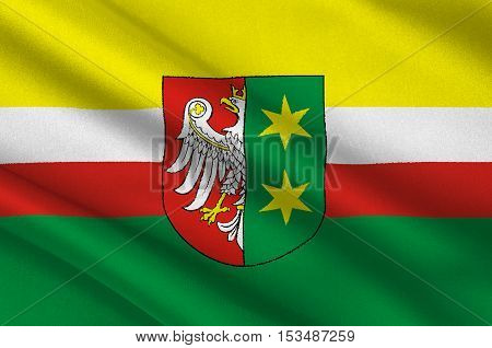Flag of Lubusz Voivodeship or Lubuskie Province in western Poland. 3d illustration