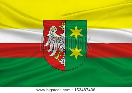 Flag of Lubusz Voivodeship or Lubuskie Province in western Poland. 3d illustration
