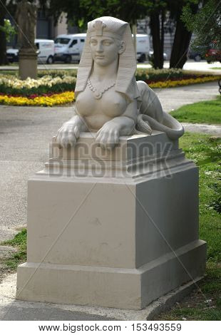 old sphinx restored in park in osijek croatia
