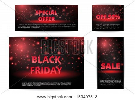 Set of banners Christmas offers. Black Friday discounts. Winter sale. Sell online.