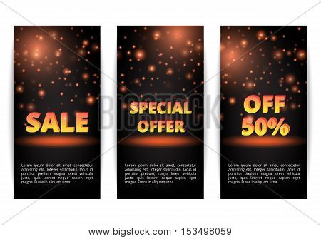 Set of banners New Year offers. Black Friday discounts. January sale. Online Marketing.