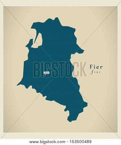 Modern Map - Fier AL Albania vector