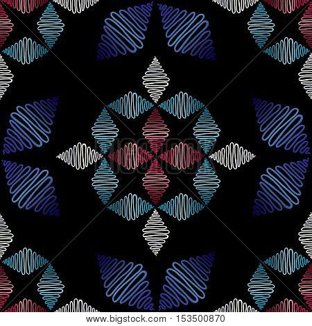 Abstract hand drawn ornament seamless pattern. Vector modern background.