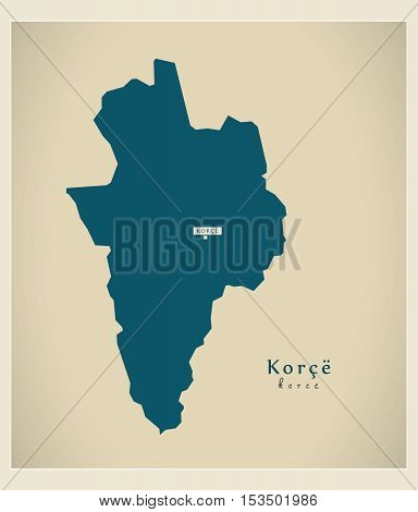 Modern Map - Korce AL Albania vector