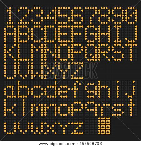 Orange led uppercase and lowercase English alphabet number