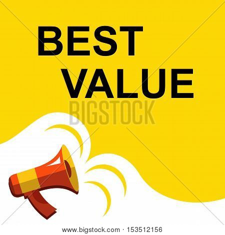 Megaphone With Best Value Announcement. Flat Style Illustration