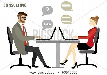 Flat character of business consulting concept isolated on white background stock vector illustration