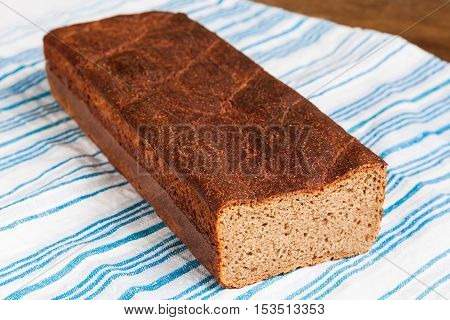 Delicious and healthy homemade rye bread closeup