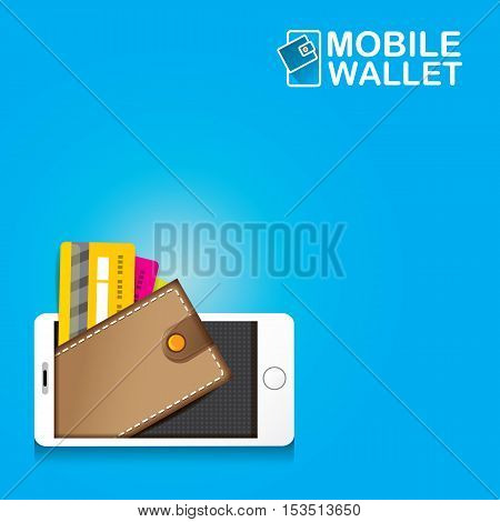 vector digital mobile wallet vector concept icon. smartphone screen with wallet on screen. Internet banking concept. wireless money transfer.