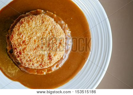 japanese food fry pork tongkatsu curry. top view