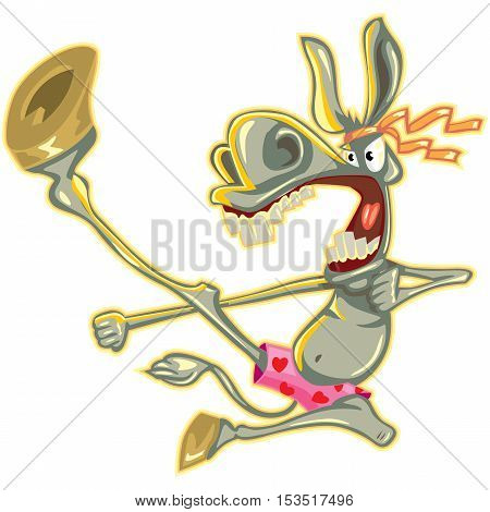 kick off mule Isolated Comic Funny Character Cartoon Donkey