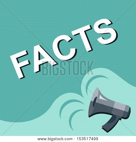 Megaphone With Facts Announcement. Flat Style Illustration