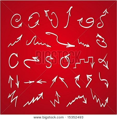 Vector collection of hand drawn arrows