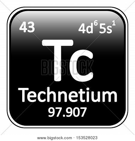 Periodic table element technetium icon on white background. Vector illustration.
