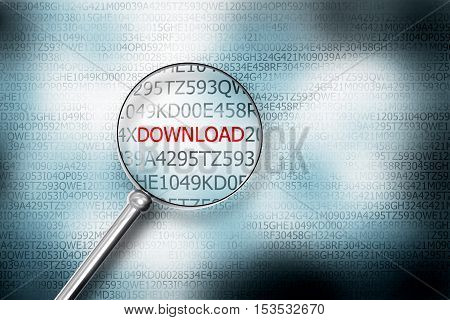 reading download on screen magnifying glass 3D Illustrastion