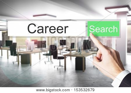 websearch career blue search button modern office 3D Illustration