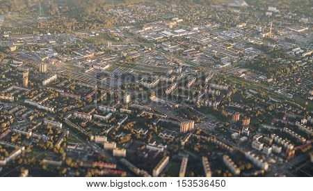 Aerial View Of Urban Area At Sunrise. Mustamae, Tallinn, Estonia.