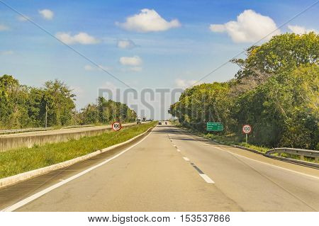PARAIBA, BRAZIL, JANUARY - 2016 -Sunny day at wodded highway in Paraiba district at north of Brazil.