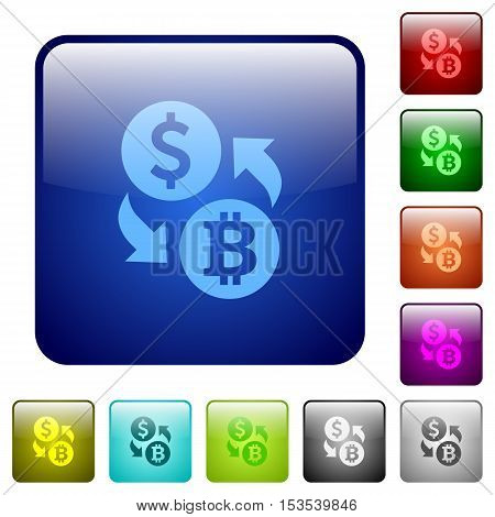 Dollar Bitcoin exchange color glass rounded square button set