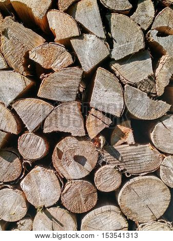 A closeup of wood logs texture as background