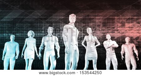 Lifeless Corporate Drone and Mindless Business Scenario 3d Illustration Render