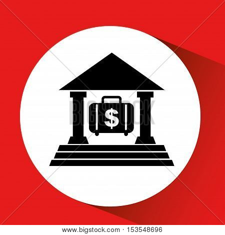 silhouette bank building portfolio money orange background vector illustration