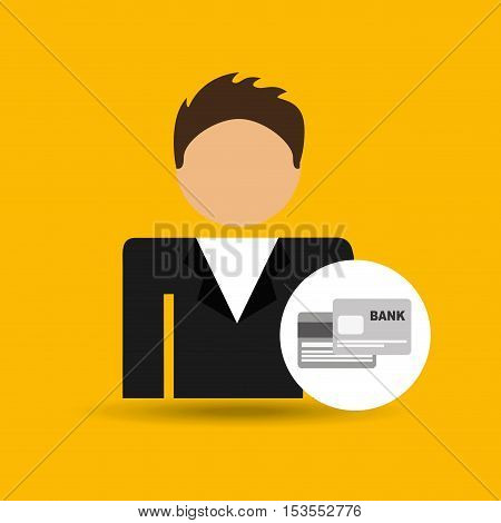 chracter man bank cards credit card icon vector illustration