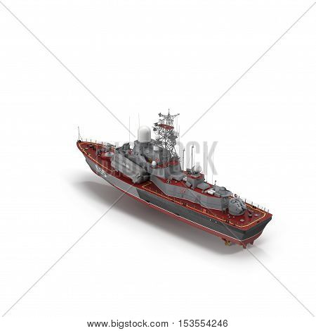 Missile Corvettes of the Soviet Navy Nanuchka class Project 1234 on white background. 3D illustration