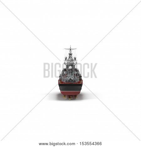 Missile Corvettes of the Soviet Navy Nanuchka class Project 1234 on white background. Back view. 3D illustration