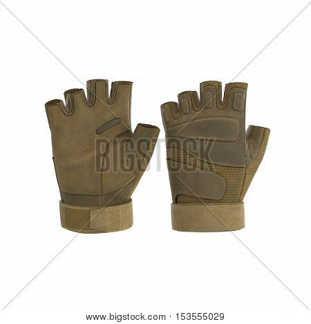 Outdoor Blackhawk short finger gloves US Soldier on white background. 3D illustration