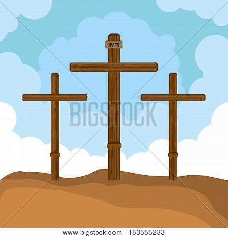 three cross mount calvary design vector illustration eps 10