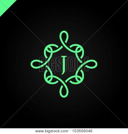Simple and graceful floral monogram design template Elegant lineart logo design vector illustration letter J in middle