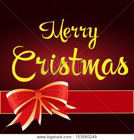 Red ribbon with a bow for Christmas on a dark red background