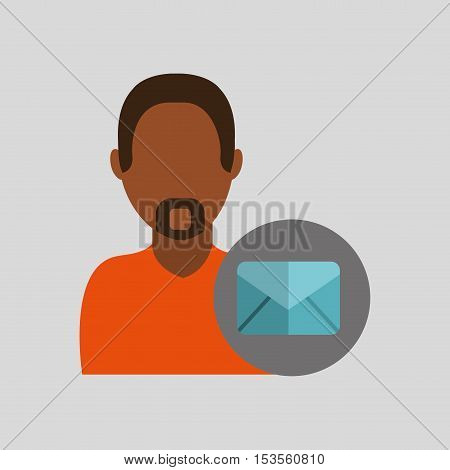 man african email message icon design graphic isolated vector illustration