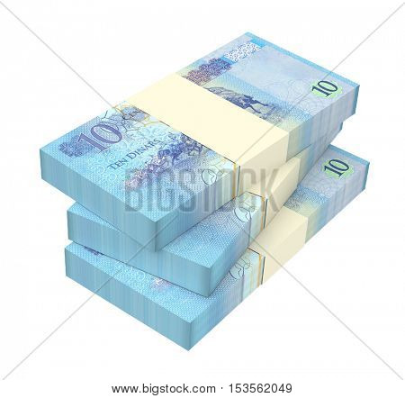 Libyan dinar bills isolated on white background. 3D illustration.