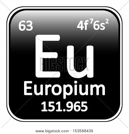 Periodic table element europium icon on white background. Vector illustration.