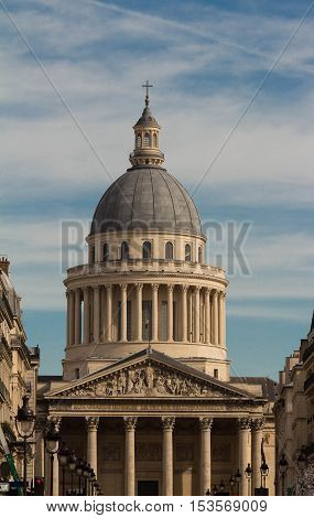 The Pantheon is a secular mausoleum containing the remains of distinguished French citizens.Located in the 5th arrondissement of Paris on the Mountain of Saint Genevieve it looks out over all of Paris.