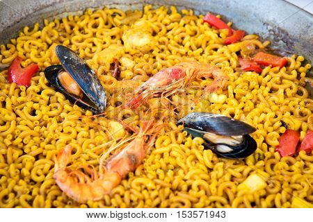 Catalan Fideua, a traditional seafood dish from north east Spain similar to paella .