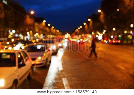 Champs-elysees In Paris At Night