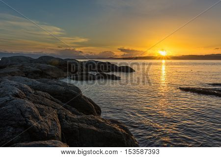 Last rays of sunlight shine on Victoria British Columbia