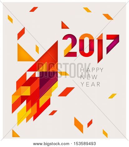 Minimalistic Vector abstract background. Red  and yellow geometric shapes. New Year 2017. To design a calendar, postcards, flyers and other Christmas products. EPS 10