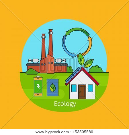 Ecology vector illustration, concept of enviroment friendly lifestyle. Vector illustration