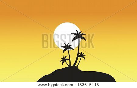 Beautiful scnery palm trees of silhouettes vector illustration