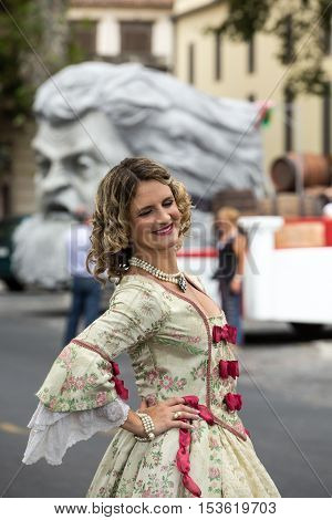 FUNCHAL MADEIRA PORTUGAL - SEPTEMBER 4 2016: Madeira Wine Festival - Historical and Ethnographic parade in Funchal on Madeira. Portugal