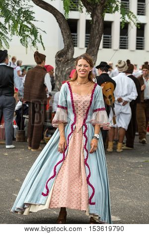 FUNCHAL MADEIRA PORTUGAL - SEPTEMBER 4 2016: Madeira Wine Festival - Historical and Ethnographic parade in Funchal on Madeira. Portugal