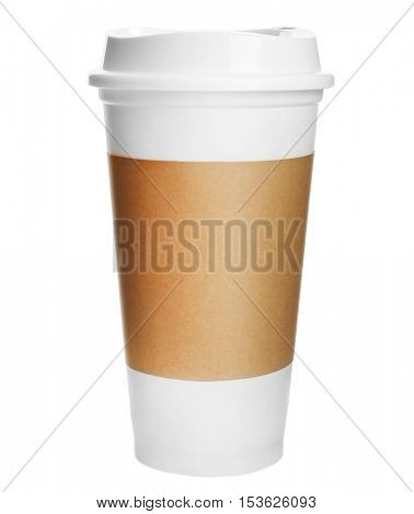 Coffee-to-go. Paper cup of coffee isolated on white