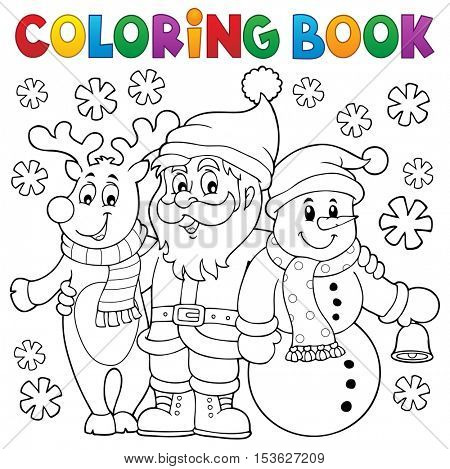 Coloring book Christmas characters - eps10 vector illustration.