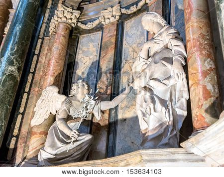 Turin Italy - december 31 2015: Royal Church of San Lorenzo interior detail in Turin Italy. The present church was designed and built by Guarino Guarini during 1668-1687.