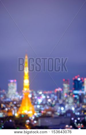 defocus bokeh blurred of beautiful TokyoTower great for your design