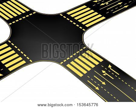 Vector crossroad on white background - illustration